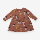 Brown LS dress with mushrooms
