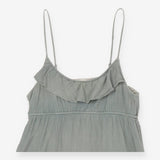Strappy Green double gauze Cotton  Dress - Midi