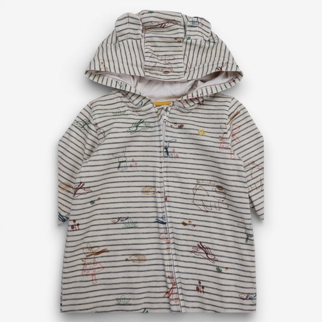 Sleepsuit Oatmeal Stripe Animal Friends Bear Ear H