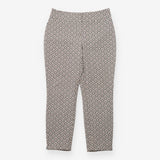 Geometric Jacquard Slim Leg Trousers Black White