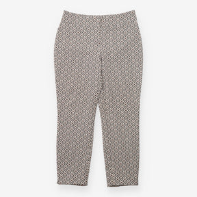 Geometric Jacquard Slim Leg Trousers Black White