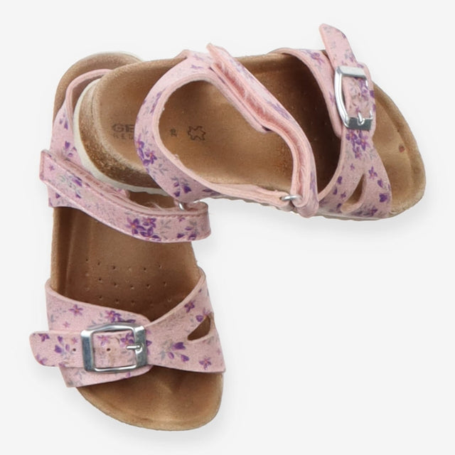 Sandals pink sparkly with purple flowers
