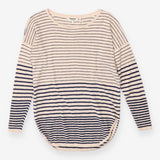 Cream and navy Breton long sleeve cotton knit top