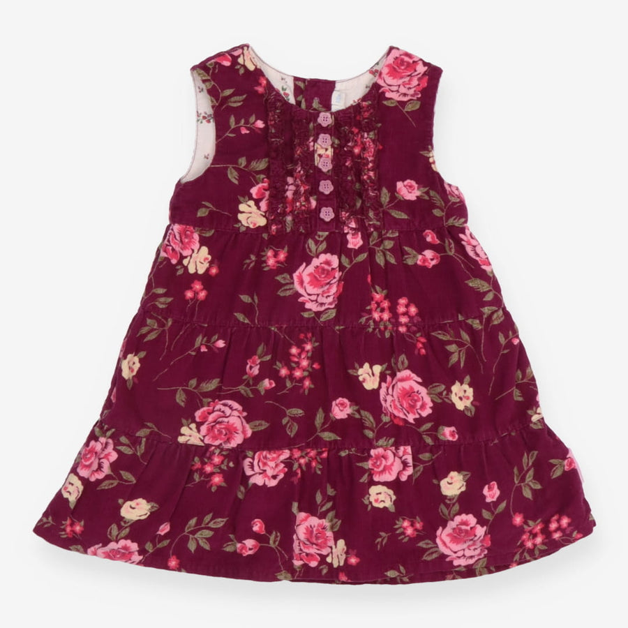 Dress Sleeveless Cord Purple Roses