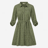 Olive Green Cotton Viscose Floral Long Sleeve Belt
