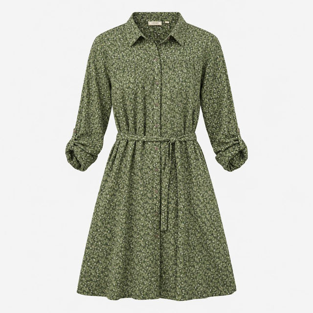 Olive Green Cotton Viscose Floral Long Sleeve Belt