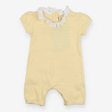 Shortie romper yellow stripe with frill collar