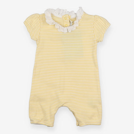 Shortie romper yellow stripe with frill collar