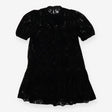 Black velour lace midi dress puff sleeve