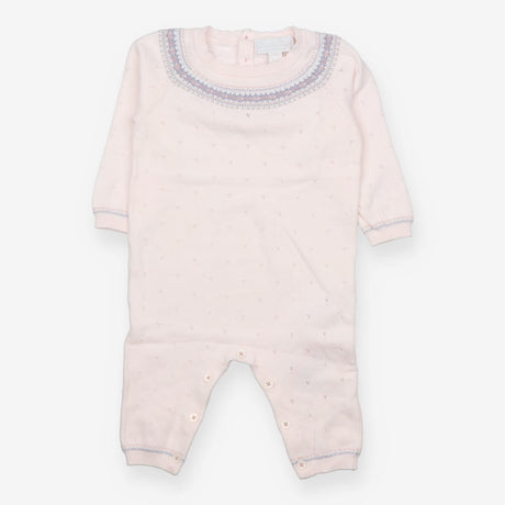 Romper Knit Pink Fairisle Neckline