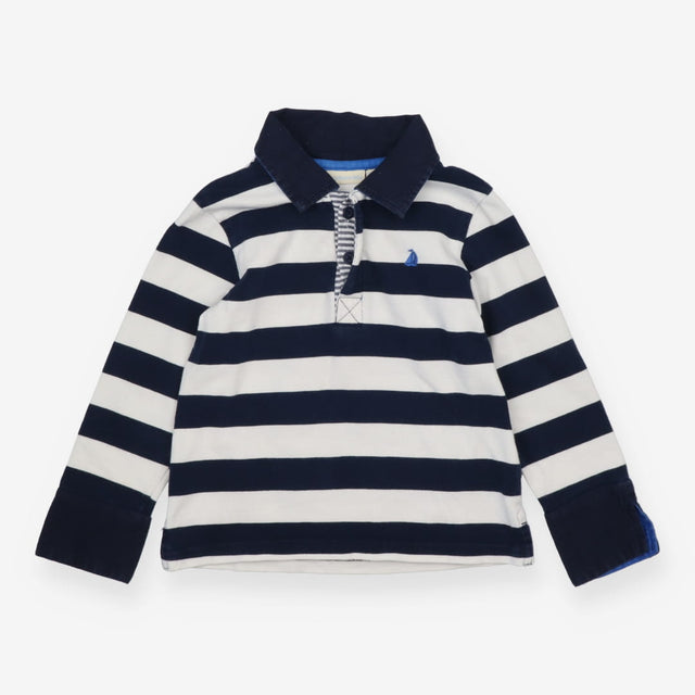 Rugby Shirt blue white stripe navy collar cuffs
