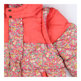 Puffer Coat Red and Pink Floral Removable Sleeves