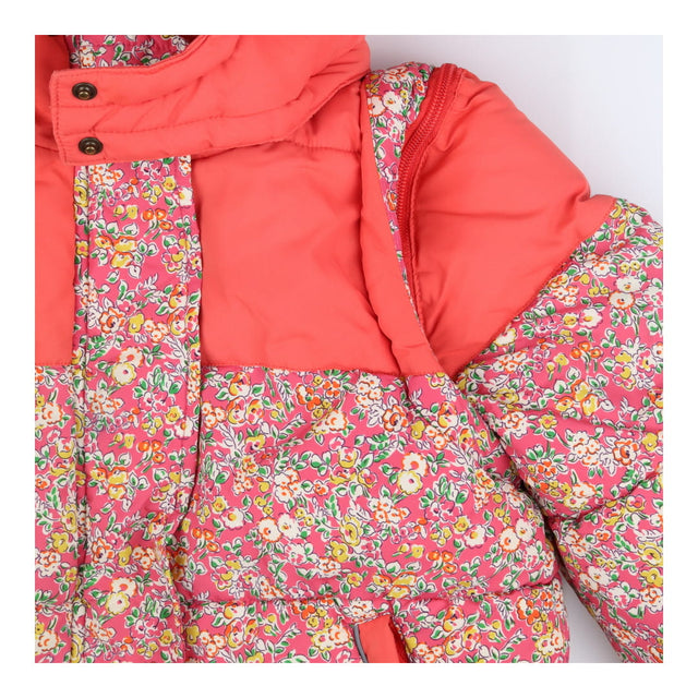 Puffer Coat Red and Pink Floral Removable Sleeves