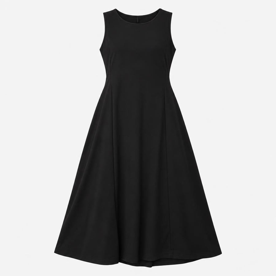 Black Sleeveless Relaxed Midi Dress