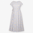 Midi Dress Blue Yellow Abstract Print Drawstring W
