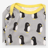 Baby Sleepsuit Footed Penguin Print Grey