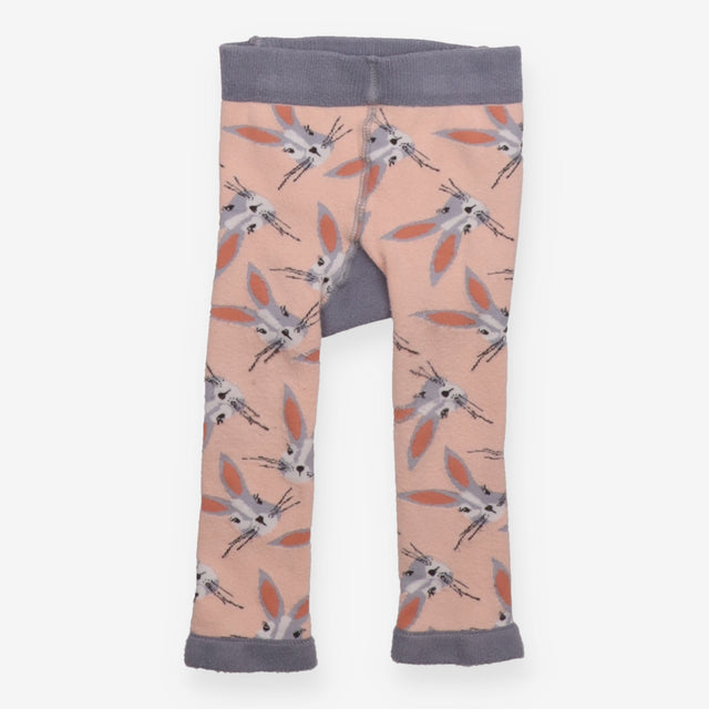 Leggings knit pink and grey bunny