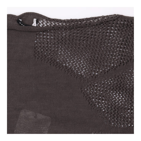 Sweater Dark Brown Open Knit Geometric Linen Blend