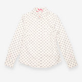 Cotton Shirt Ivory Grey Polka Dot Long Sleeve
