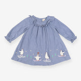 Dress blue cord LS penguins