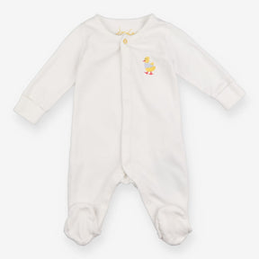 White sleepsuit with yellow duck 
