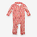 Red and White Striped Reindeer Sleepsuit