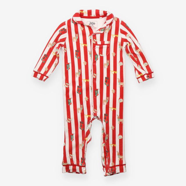 Red and White Striped Reindeer Sleepsuit