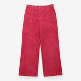 Cropped Trousers Berry Red Corduroy Scalloped Pock
