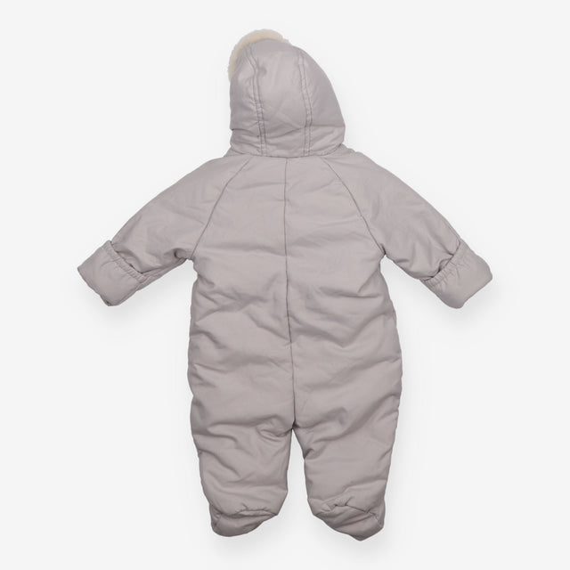 Pramsuit Grey Cream Fleece Lining Bear Pouch
