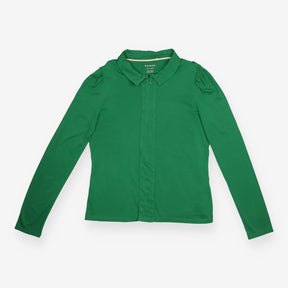 Jersey Top Bright Green Long Sleeve Gathered Shoul