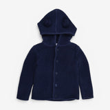 Hooded Cardigan Navy with PomPom Hood