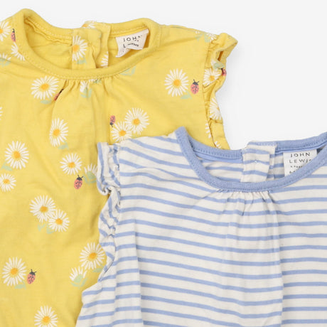 Yellow Daisy and Blue Striped Rompers 2 Pack 