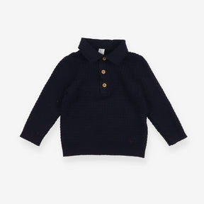 Navy wooden button up sweater