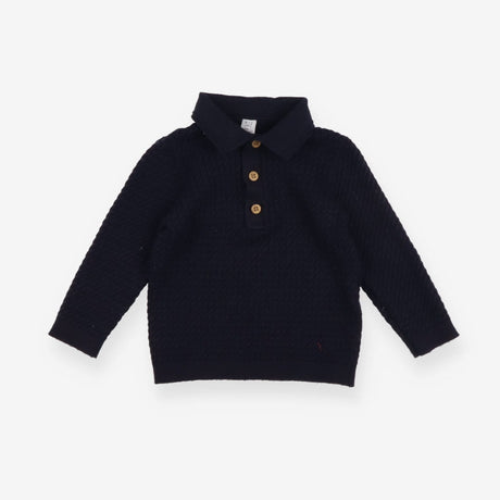 Navy wooden button up sweater