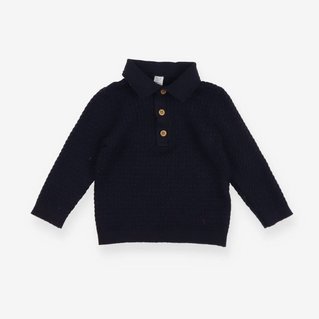 Navy wooden button up sweater