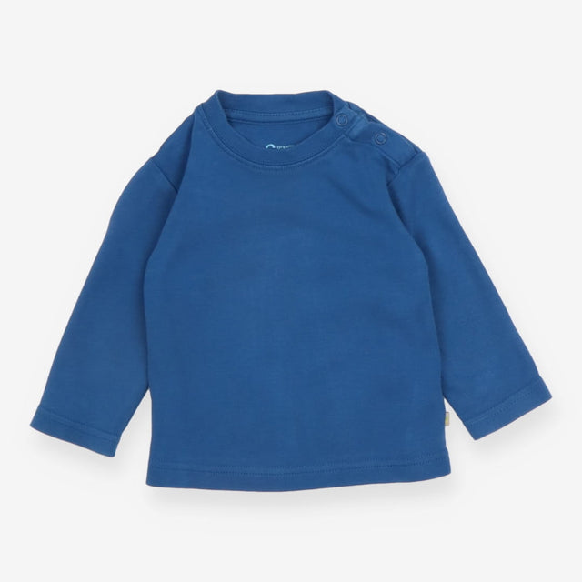 Tee long Sleeve Blue Plain Button on Shoulder