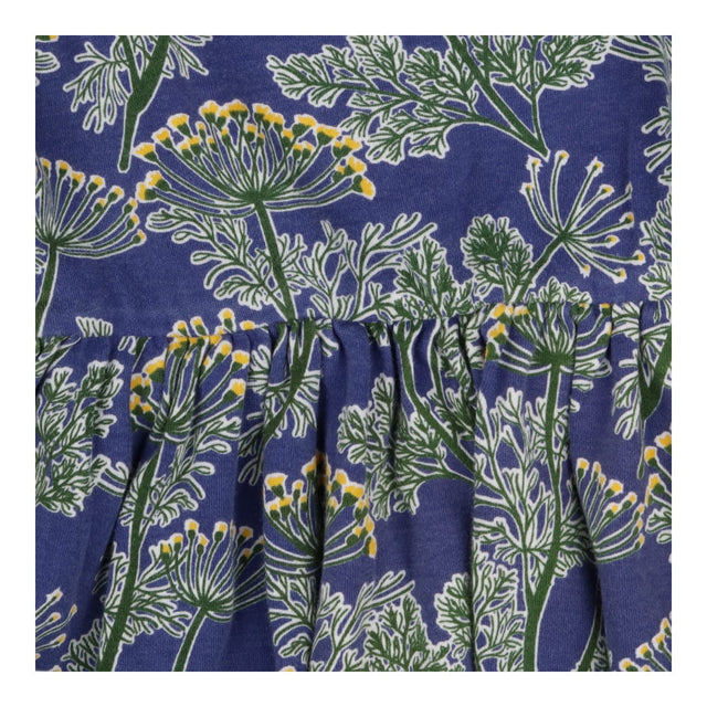 Dress long sleeve blue with plant print