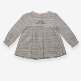 Striped smock top with bunnies