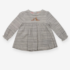 Striped smock top with bunnies