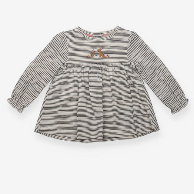 Striped smock top with bunnies
