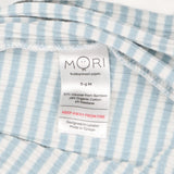 White and blue stripe ribbed zip sleepsuit
