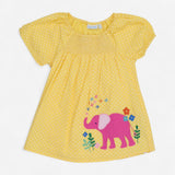 Dress Yellow with Applique Elephant