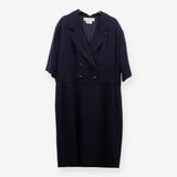 Vintage Double‑Breasted Blazer Dress – Navy, Gold 
