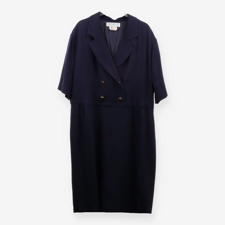 Vintage Double‑Breasted Blazer Dress – Navy, Gold 