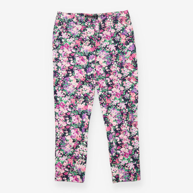 Navy Floral Print Slim Leg Trousers