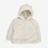Coat cream fur with hood and ears 