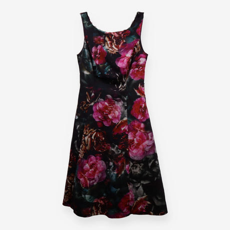 Dark Floral Sleeveless Fit and Flare Party Dress
