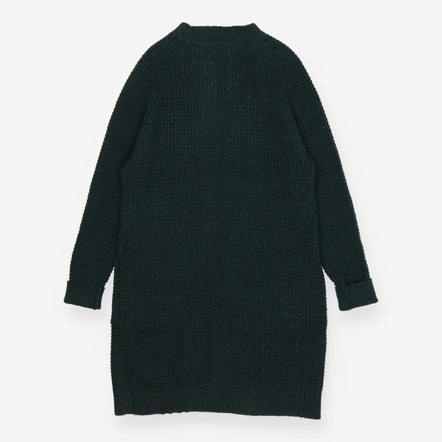 Sadie Longline Edge To Edge Green Knitted Cardigan