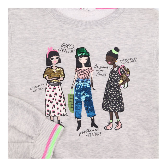 Jersey Sweater Grey ''Girls Unite'' Applique