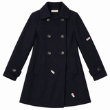 Double Breasted Pea Coat Black Wool Blend